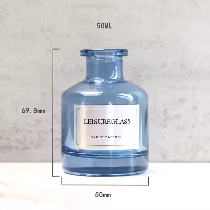 50ml Dark Blue Glass Diffuser Bottle Perfume Aromatherapy Oil Bottle With Cork Reed Stick
