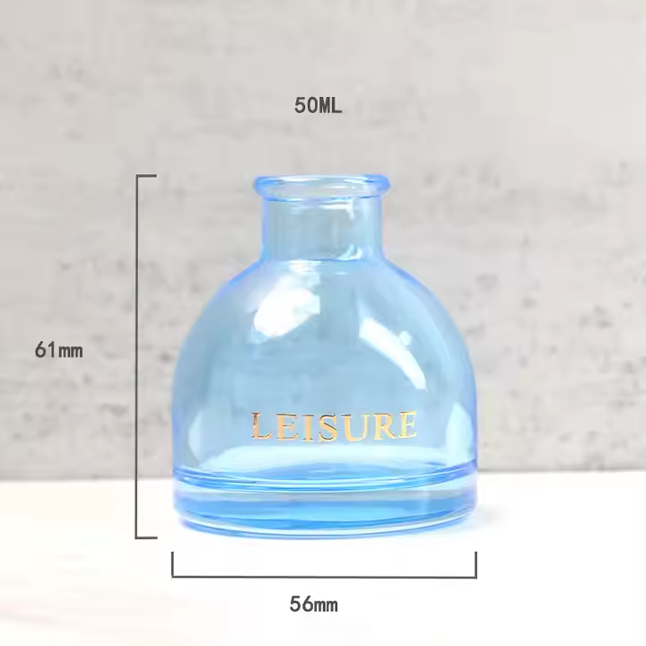 50ml Blue Glass Diffuser Bottle Perfume Car Aromatherapy Bottle With Cork Reed Stick