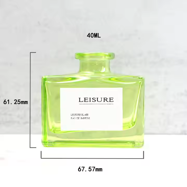 Classic 50ml Light Green Glass Reed Diffuser Bottle Rectangle Perfume Aromatherapy Bottle With Cork