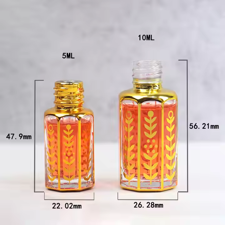 Luxury Custom 6ml 12ml Essential Oil Bottle Gold Plated UV Dubai Glass Roll-On Perfume Bottle for Fragrance Arabian