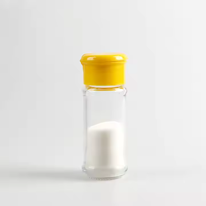 Factory Price Empty clear 70ml Glass Spice Bottle Round Glass Bottle with Flap Lid for Salt Pepper