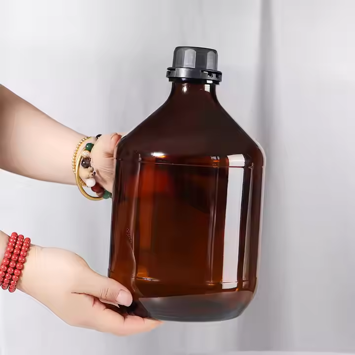 2.5L Large Capacity Empty Amber Medicine Liquid Short Chemical Glass Reagent Bottle with Anti-thief Lid