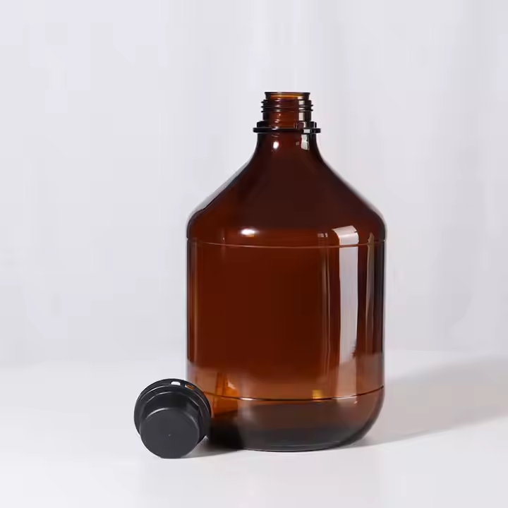 2.5L Large Capacity Empty Amber Medicine Liquid Short Chemical Glass Reagent Bottle with Anti-thief Lid