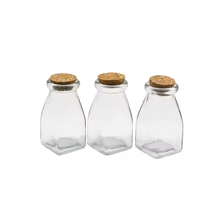 Wholesale 4oz clear Gift Wishing Candy Food Storage Pudding Cheese Yogurt Glass Bottle with Cork or Plastic Lid