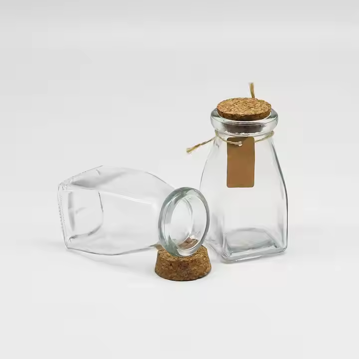 Wholesale 4oz clear Gift Wishing Candy Food Storage Pudding Cheese Yogurt Glass Bottle with Cork or Plastic Lid
