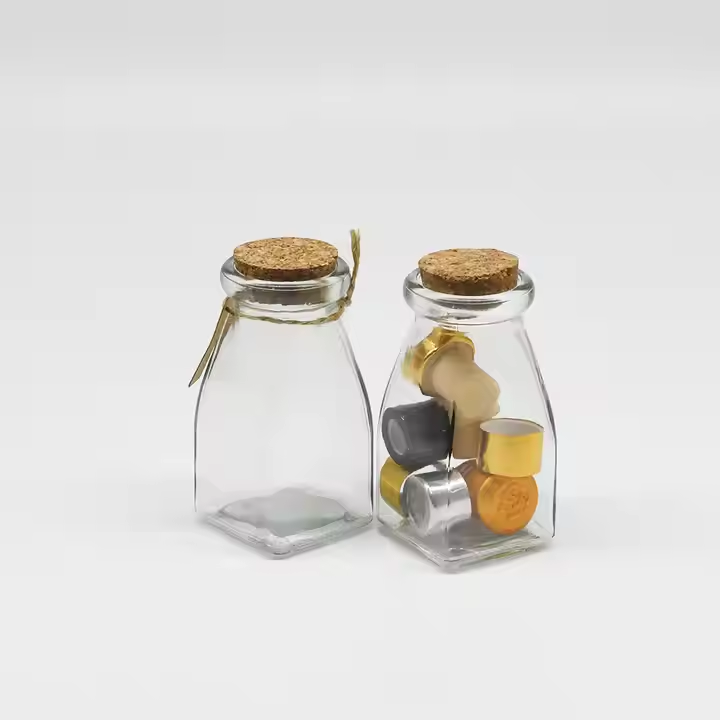 Wholesale 4oz clear Gift Wishing Candy Food Storage Pudding Cheese Yogurt Glass Bottle with Cork or Plastic Lid