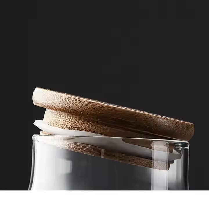 Mini Glass Tea Caddy Sealed Glass Jar 100ml Transparent Cloud Tea Spices Tank With Bamboo Lid Salt Storage Bottle