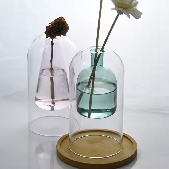 Wholesale 150ml Colorful High Borosilicate Glass Diffuser Bottle Luxury Double Layer Round Shape Reed Diffuser Bottle