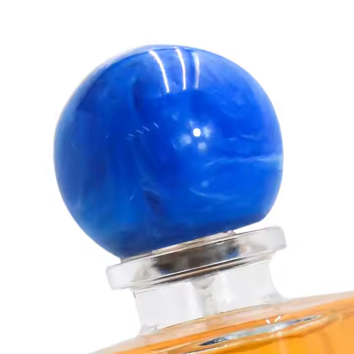 New Style Various Perfume Bayonet Bottle Cylinder Thick Bottom 30ml 100ml Glass Perfume Bottle with Blue Round Ball Cover