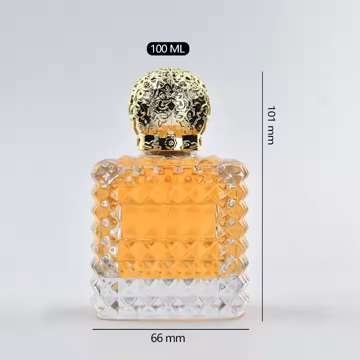 High Quality Recyclable Clear Glass Perfume Bottle Luxury square Perfume Bottle 100ML Empty Perfume Bottle