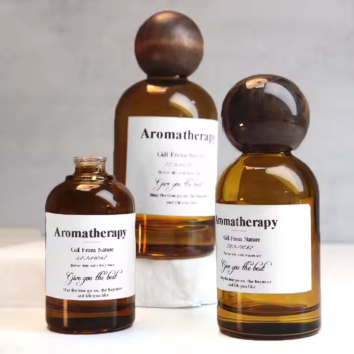 Round Brown Color 30ml 50ml 100ml Square Perfume Spray Bottle with Pump Sealer Lid