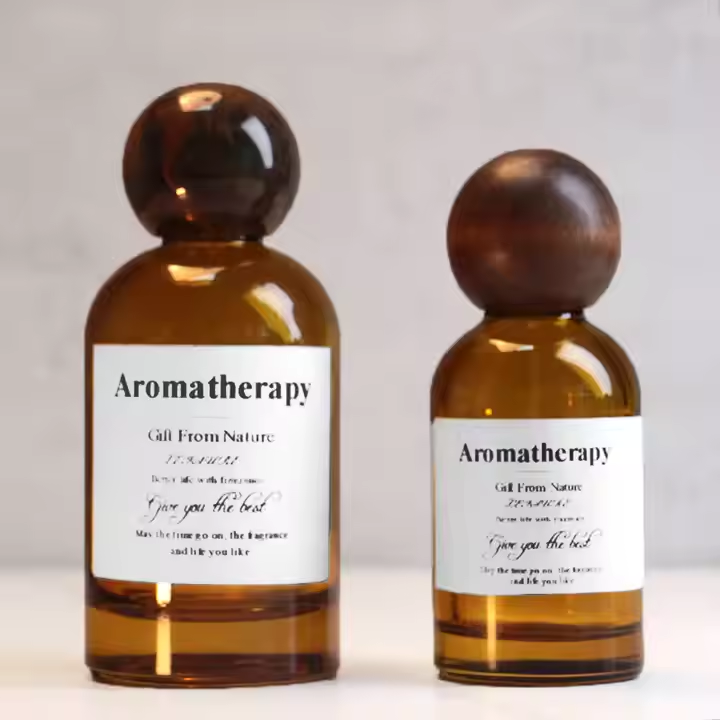 Round Brown Color 30ml 50ml 100ml Square Perfume Spray Bottle with Pump Sealer Lid