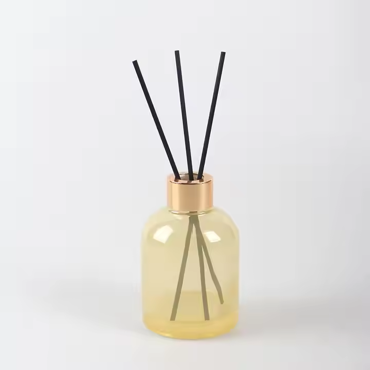 Round 150ml Reed Diffuser for Bathroom air Freshener Volatile Light Yellow Glass Aromatherapy Bottle