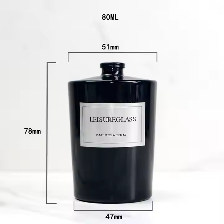 80ML Round Black Perfume Spray Bottle with Pump Spreayer Lid for Sealing and Storage