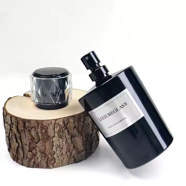 80ML Round Black Perfume Spray Bottle with Pump Spreayer Lid for Sealing and Storage