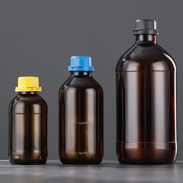Wholesale 500ml 630ml 1L 2.5L 4L Dark Brown Chemical Reagent Glass Bottle with Plastic Inner Stopper and Screw Cap