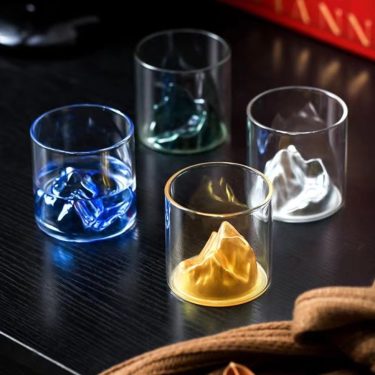 Transparent Customized Color High Borosilicate Mountain Shaped Bottom Glass Cup Liquor Whiskey Vodka Wine Glass Cup 180ml