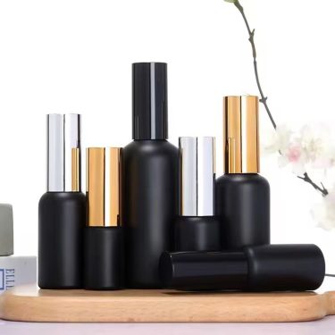 Matte Black Perfume Spray Bottle 10ml-100ml Press Lotion Cosmetic Packaging Glass Bottle