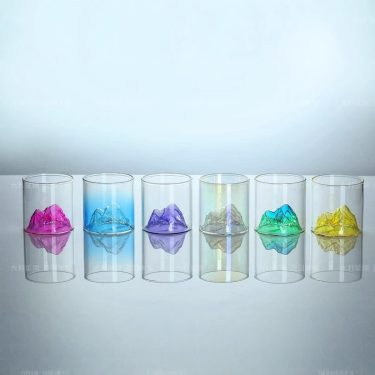 Transparent Customized Color High Borosilicate Mountain Shaped Bottom Glass Cup Liquor Whiskey Vodka Wine Glass Cup 180ml