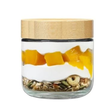 10oz 16oz Kitchen Food Grade Coffee Beans Nuts Candy Oatmeal Food Storage Glass Jars with Sealed Bamboo Lids