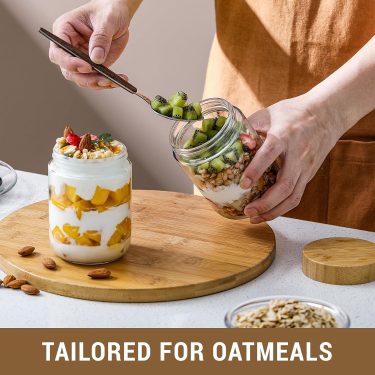 10oz 16oz Kitchen Food Grade Coffee Beans Nuts Candy Oatmeal Food Storage Glass Jars with Sealed Bamboo Lids