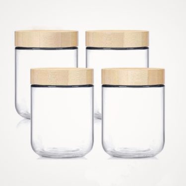 10oz 16oz Kitchen Food Grade Coffee Beans Nuts Candy Oatmeal Food Storage Glass Jars with Sealed Bamboo Lids