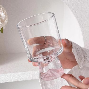 High Quality Creative Snow Mountain Bottom Transparent Round Soda Water Coffee Milk Cold Brew Tea Glass Water Cup 230ml 300ml