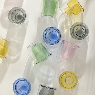 70ml 80ml 90ml High Borosilicate Double Wall Customized Color Juice Coffee Tea Glass Water Cup Wine Whisky Shot Glasses