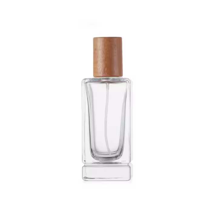 High White Glass Bottle 30ml square Shape Cosmetic Bottle clear Empty Perfume Bottle with Lid