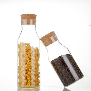 Kitchen Lead-free High Quality Glass Storage Jars with Sealed Cork for Dried Fruit Whole Grains Tea Coffee Beans Spices