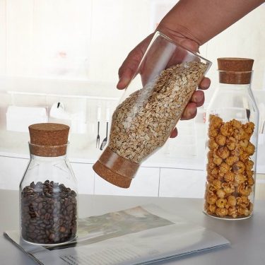 Kitchen Lead-free High Quality Glass Storage Jars with Sealed Cork for Dried Fruit Whole Grains Tea Coffee Beans Spices