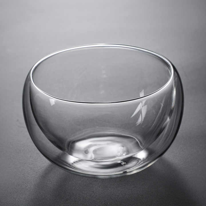 Double Walled Insulated Thermo Glass Bowl for Salad Cream Sugar 300ml 500ml Glass Bowl for Kitchen
