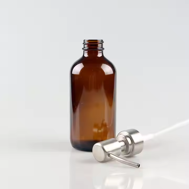 250ml 500ml 1000ml Amber Glass Round Hand Sanitizer Liquid Soap Dispenser Bottles with Pump Sprayer Seal