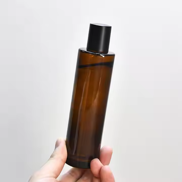 In Stock 100ml Glass Perfume Bottle Thick Empty Amber Brown Screen Printing Black Spray Cosmetic Packaging