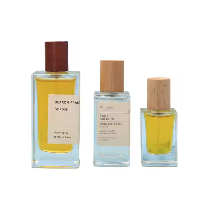 Factory Direct Supply 30ml 50ml 100ml Decorative Empty Glass Perfume Bottles With Wooden Cover