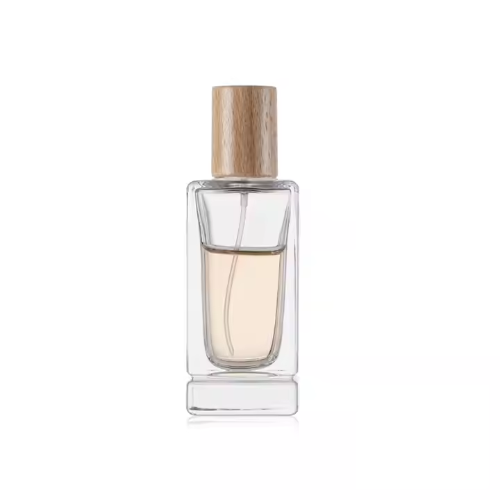High White Glass Bottle 30ml square Shape Cosmetic Bottle clear Empty Perfume Bottle with Lid