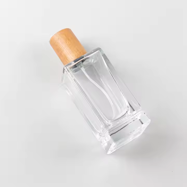 High White Glass Bottle 30ml square Shape Cosmetic Bottle clear Empty Perfume Bottle with Lid
