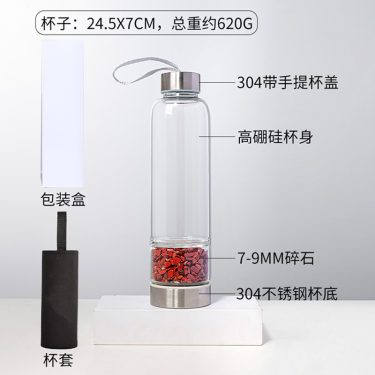 High-quality Small Mouth Diameter Borosilicate Glass Sports Water Bottle with and 304 Stainless Steel Lid