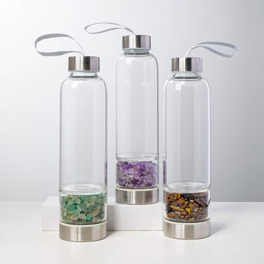 High-quality Small Mouth Diameter Borosilicate Glass Sports Water Bottle with and 304 Stainless Steel Lid