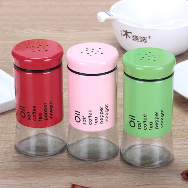 Colorful Glass Spice Shaker 150ml Herb Salt Pepper Sugar Seasoning Glass Condiment Bottles
