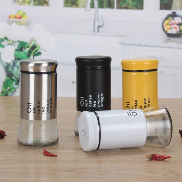Colorful Glass Spice Shaker 150ml Herb Salt Pepper Sugar Seasoning Glass Condiment Bottles