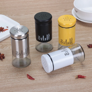 Colorful Glass Spice Shaker 150ml Herb Salt Pepper Sugar Seasoning Glass Condiment Bottles