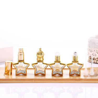 10ml Luxury Electroplated Gold Black Star Shape Perfume Roller Glass Bottle Mini Spray Empty Cosmetic Glass Bottle