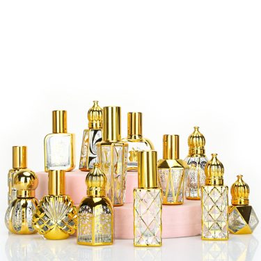 8ml 10ml 15ml Luxury Electroplated Gold Perfume Roller Glass Bottle Mini Spray Empty Cosmetic Glass Bottle