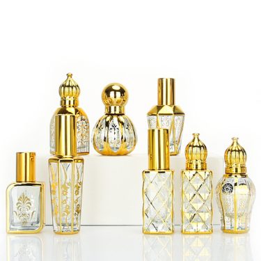 8ml 10ml 15ml Luxury Electroplated Gold Perfume Roller Glass Bottle Mini Spray Empty Cosmetic Glass Bottle