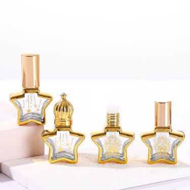 10ml Luxury Electroplated Gold Black Star Shape Perfume Roller Glass Bottle Mini Spray Empty Cosmetic Glass Bottle