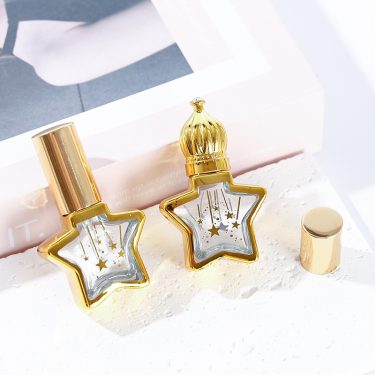 10ml Luxury Electroplated Gold Black Star Shape Perfume Roller Glass Bottle Mini Spray Empty Cosmetic Glass Bottle