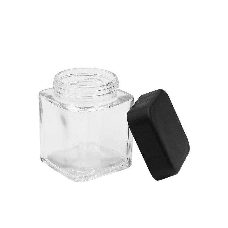 Wholesale 100 ml to 160 ml square clear Empty Flower Jar Custom Glass Bottle Packing Glass Jar with Screw Lid