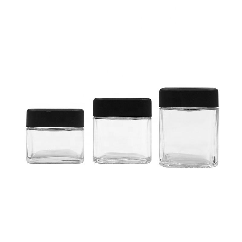 Wholesale 100 ml to 160 ml square clear Empty Flower Jar Custom Glass Bottle Packing Glass Jar with Screw Lid