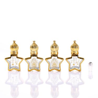 10ml Luxury Electroplated Gold Black Star Shape Perfume Roller Glass Bottle Mini Spray Empty Cosmetic Glass Bottle